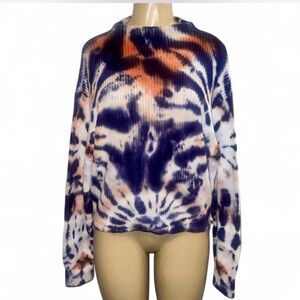 Young Fabulous & Broke Tie-Dye Knit Sweater Medium  Cotton with Side Zippers